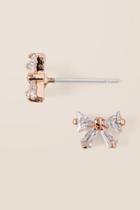 Francesca's Bow Cubic Zirconia Stud Earring In Rose Gold - Rose/gold