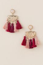 Francescas Brea Multi Colored Tassel Earrings - Burgundy