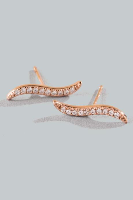 Francesca's Parker Curved Bar Crawlers - Rose/gold