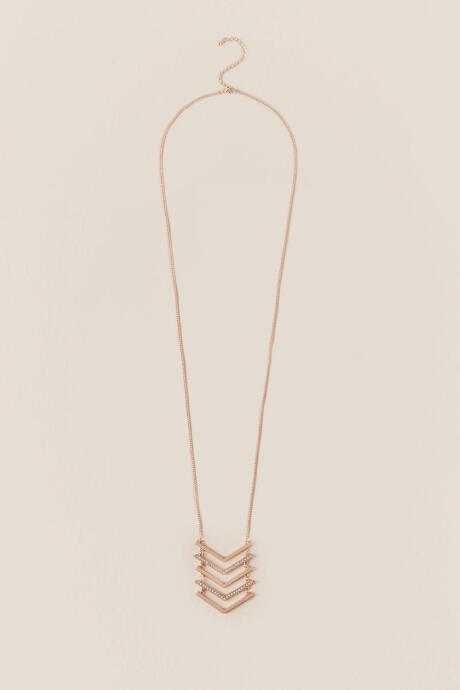 Francesca's Reese Pav Chevron Pendant Necklace In Rose Gold - Rose/gold