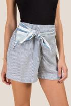 Francesca's Regina Side Wrap Soft Shorts - Oxford Blue