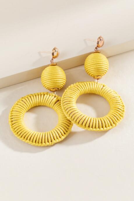 Francesca's Anna Woven Bauble Earrings - Yellow