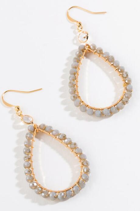 Francesca's Gabriela Beaded Teardrop Earrings - Pale Pink