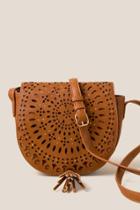 Francesca's Nova Perforated Saddle Bag - Cognac