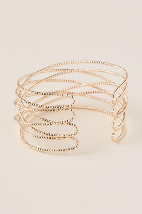 Francesca's Chanelle Twisted Sparkle Cuff Bracelet - Gold