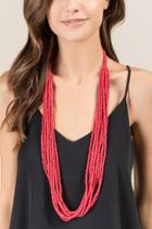 Francesca's Lyn Beaded Fuchsia Necklace - Red