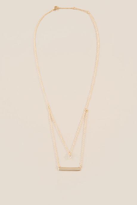 Francesca's Missy Crystal Bar Pendant Necklace - Gold