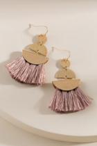 Francesca's Paige Tasseled Shape Drop Earrings In Taupe - Taupe