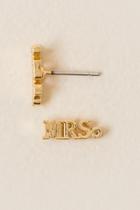Francesca's Mrs Bridal Stud Earring - Gold