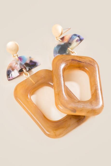 Francesca's Vivienne Open Rectangle Drop Earrings - Olive