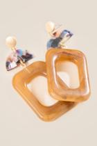 Francesca's Vivienne Open Rectangle Drop Earrings - Olive