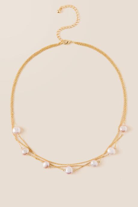 Francesca's Guinevere Freshwater Pearl Necklace - Crisp Champagne