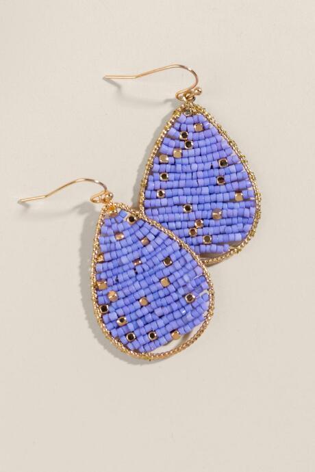 Francesca's Paisley Beaded Teardrop Earrings - Lavender