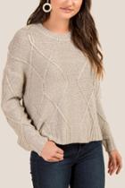 Francesca's Rachel Scoop Neck Sweater - White