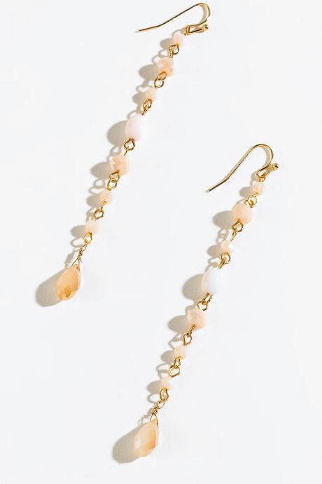 Francesca's Jade Beaded Linear Earrings - Orange