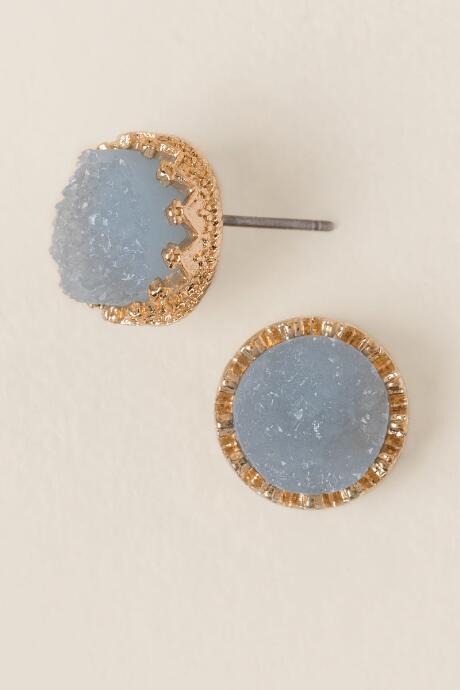 Francesca's Ming Druzy Stud Earring In Gray - Gray
