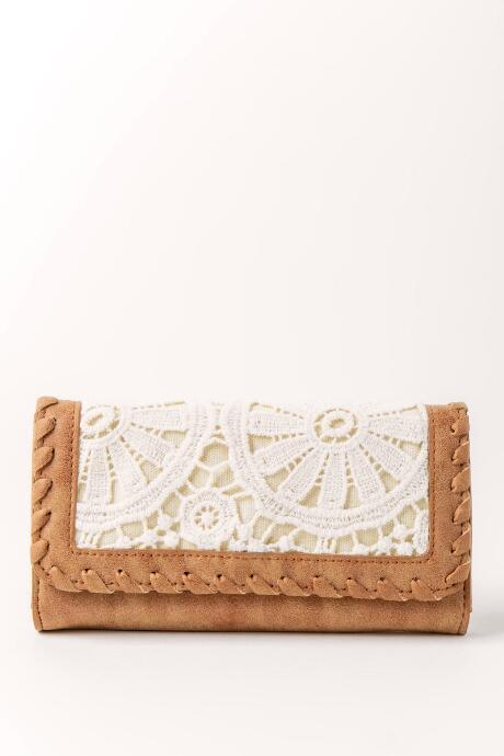 Francesca's Crochet Inset Wallet - Cognac