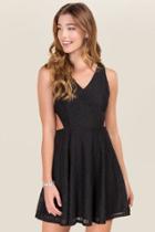 Mi Ami Aimee Lace Cut Out A-line Dress - Black