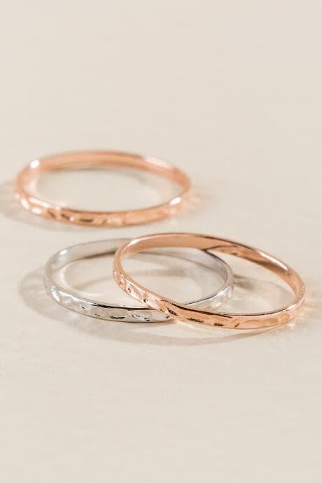 Francesca's Pippa Hammered Stacking Rings - Mixed Plating