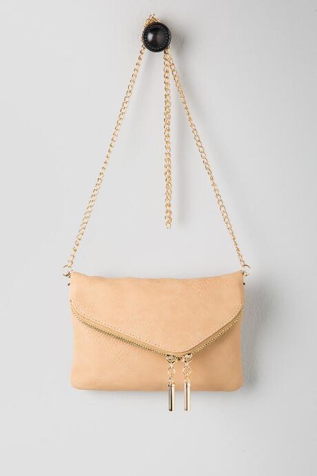 Francesca's Gemma Mini Foldover Crossbody - Taupe