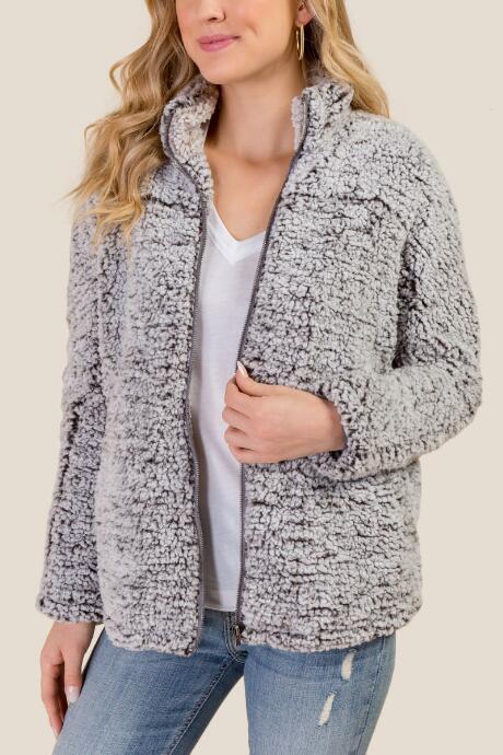 Francesca's Ramsey Wubby Full Zip Jacket - Black