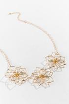 Francesca's Penny Metal Flower Statement Necklace - Gold