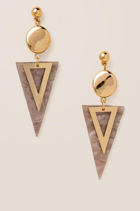 Francesca's Natessa Marbled Resin Triangle Drop Earrings - Gray
