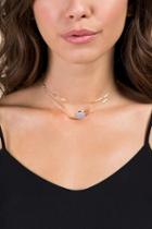 Francesca's Indy Double Layer Necklace In Blue - Periwinkle