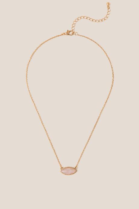 Francesca's Kelli Rose Quartz Pendant Necklace - Pale Pink