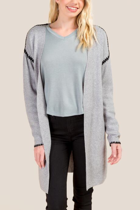 Francesca's Carrie Cross Stitch Cardigan - Heather Gray