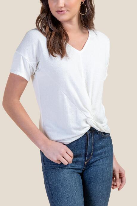 Francesca's Bridget Twist Front Tee - White