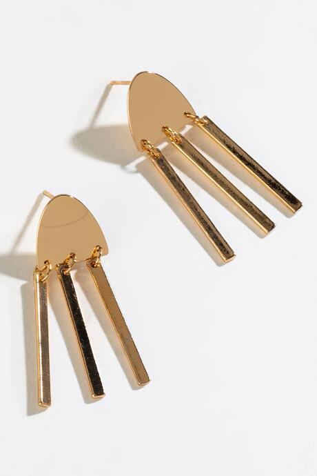 Francesca's Leslie Bar Drop Earrings - Gold