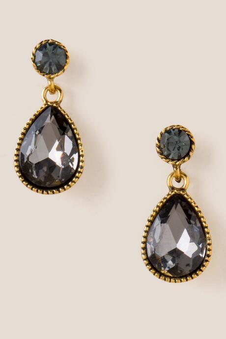 Francesca's Jenica Glass Teardrop Earring - Black
