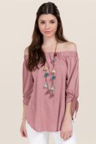 Alya Arin Tie Sleeve Off The Shoulder Top - Rose