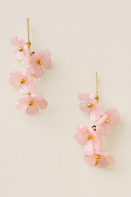 Francesca's Violet 3d Floral Linear Earrings - Rose