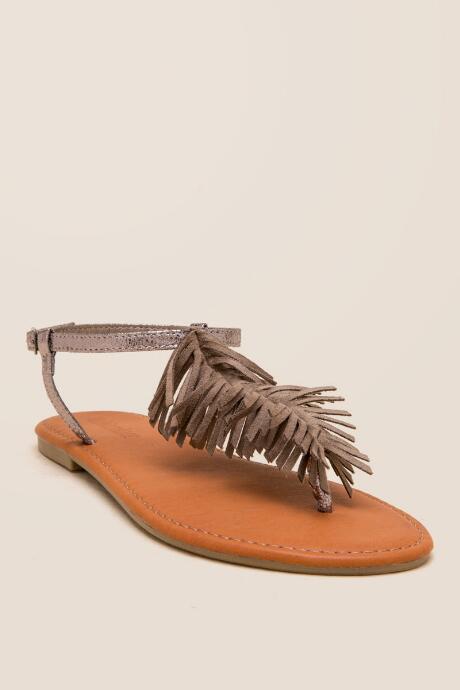 Olivia Miller Olivia Fringe T-strap Sandal - Taupe