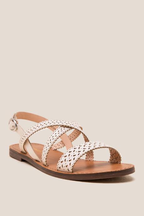 Francesca Inchess Costa Lasercut Strap Gladiator Sandal - Cream