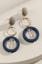 Francesca's Stila Circle Drop Earrings - Navy