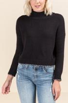 Francesca's Jane Whipstitch Cropped Sweater - Black/white