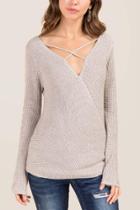 Francesca's Dakota Lattice Surplus Sweater - Gray