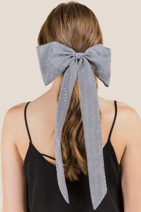Francesca's Rosemary Pinstripe Bow Hair Tie - Navy