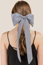 Francesca's Rosemary Pinstripe Bow Hair Tie - Navy