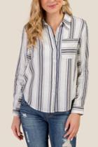 Francesca Inchess Louisa Striped Button Down Top - Ivory