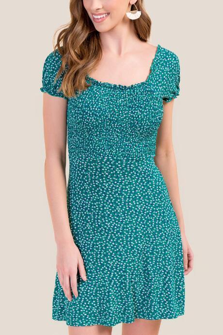 Francesca Inchess Remli Floral Skater Dress - Forest