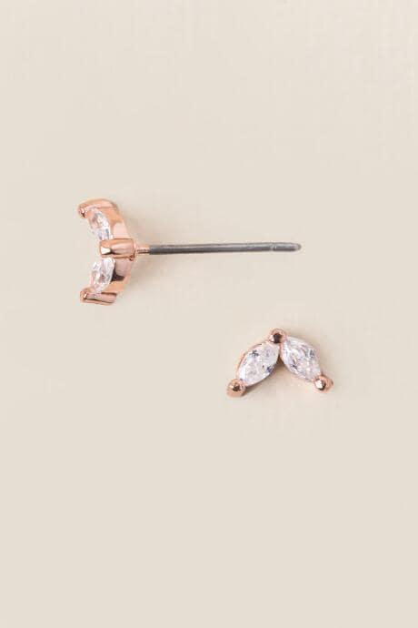 Francesca's Haven Cubic Zirconia Stud Earring In Rose Gold - Rose/gold