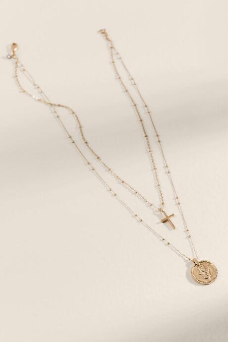 Francesca's Linda Layered Cross Necklace - Gold