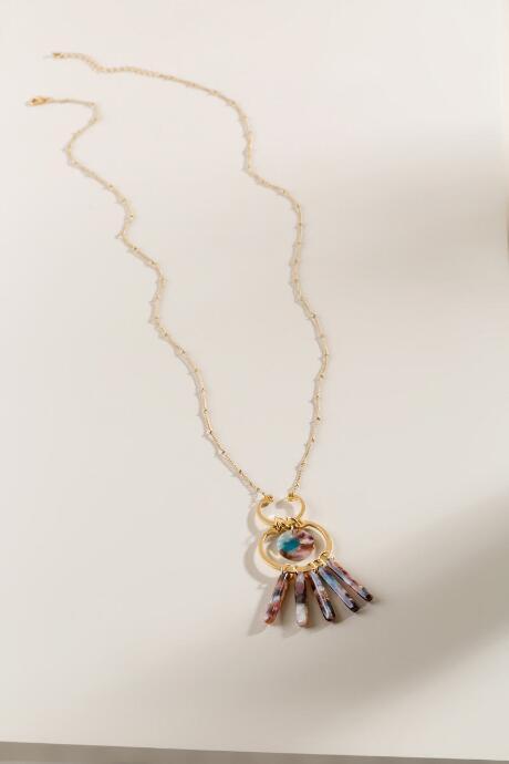 Francesca's Samantha Marbled Resin Pendant Necklace - Multi