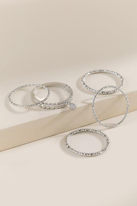 Francesca's Giselle Cubic Zirconia Ring Set - Silver