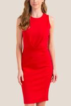 Francesca's Kristie Pleated Front Sheath Dress - Red