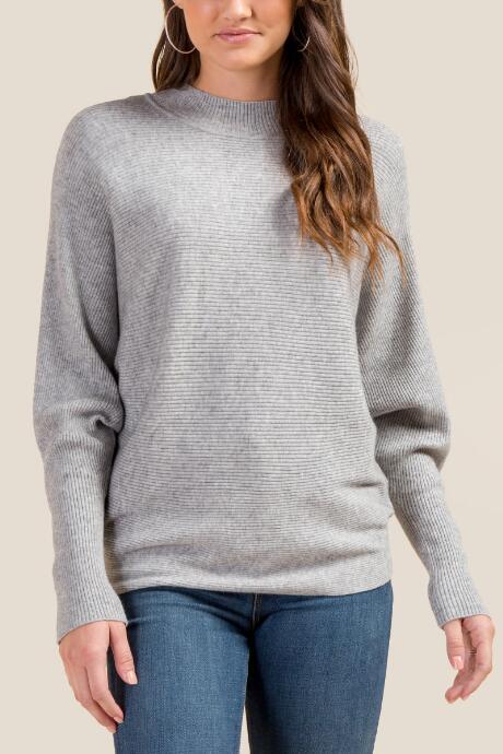 Francesca's Tibby Cropped Dolman Sleeve Sweater - Heather Gray